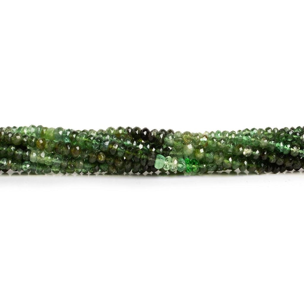 3-4mm Green Shaded Tourmaline Faceted Rondelles 14 inch 150 beads - The Bead Traders