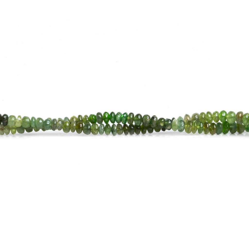 3-4mm Green Tourmaline Plain Rondelles 18 inch 180 beads - The Bead Traders