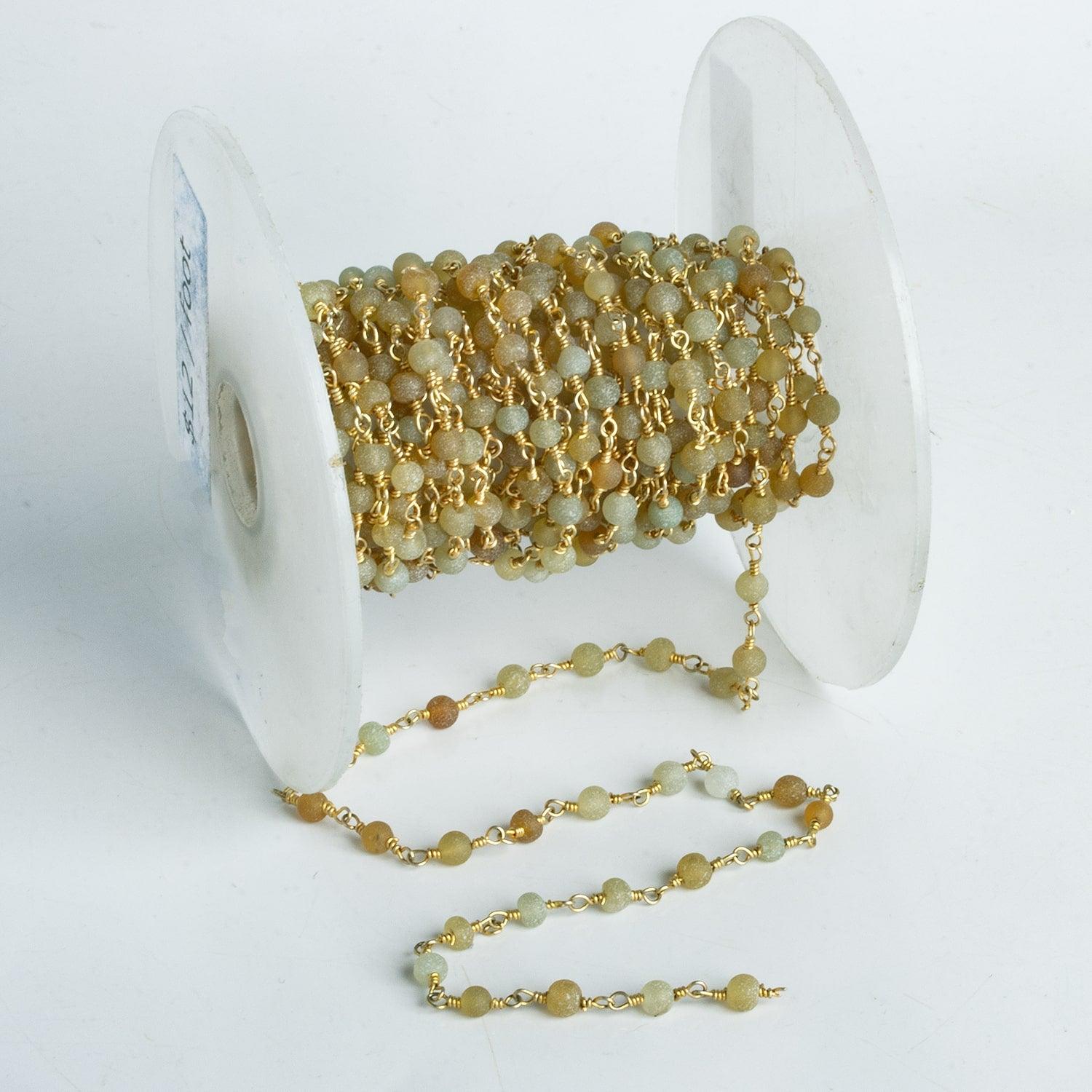 3-4mm Matte Agate Gold Chain - Lot of 13 Feet - The Bead Traders