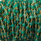 3-4mm Matte Green Chalcedony round Gold Rosary Chain by the foot 33 beads - The Bead Traders