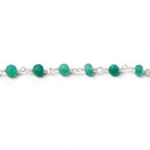 3-4mm Matte Green Chalcedony Silver Rosary Chain by the foot 35 beads - The Bead Traders