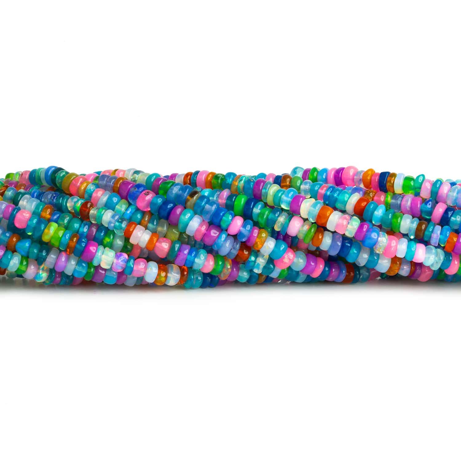 3-4mm Multi Color Ethiopian Opal Plain Rondelles 17 inch 200 beads - The Bead Traders
