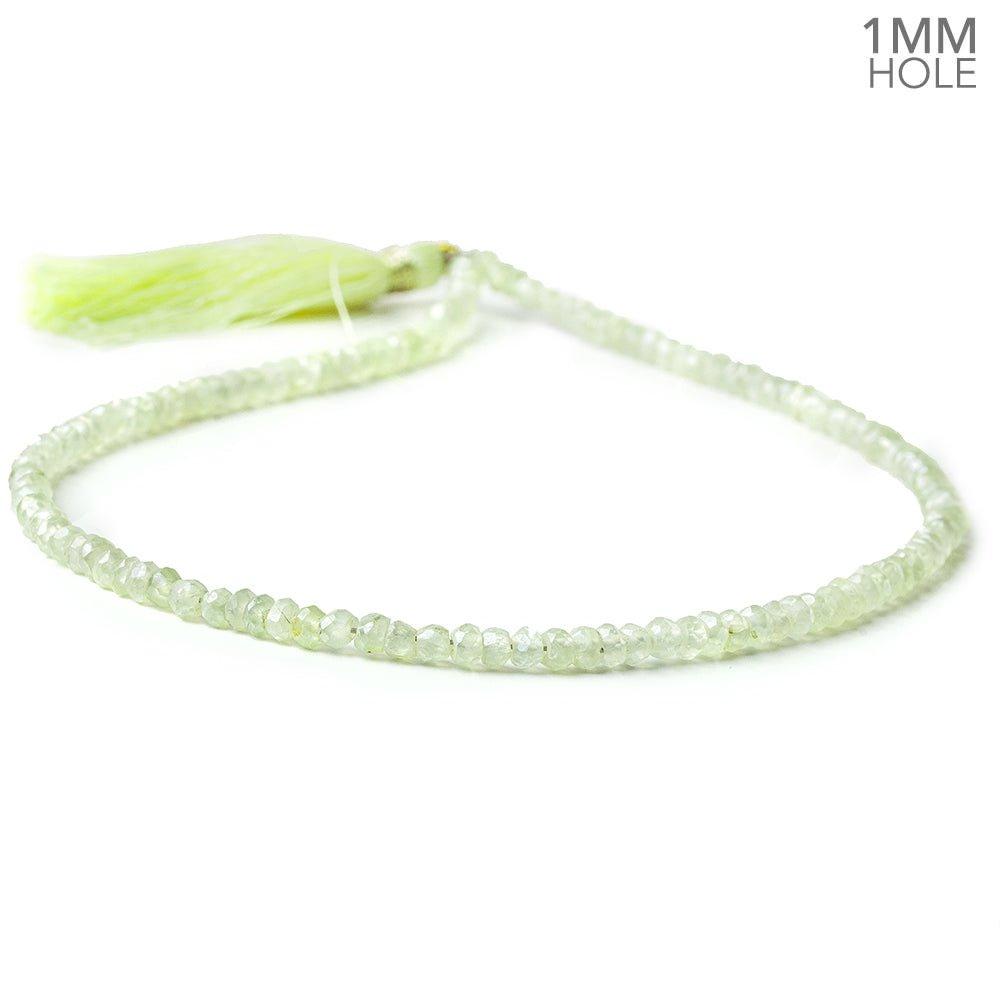 3-4mm Mystic Prehnite 1mm drill hole faceted rondelle 115 beads 12.5 inch - The Bead Traders