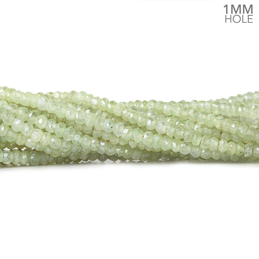 3-4mm Mystic Prehnite 1mm drill hole faceted rondelle 115 beads 12.5 inch - The Bead Traders