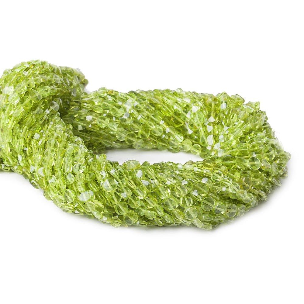 3 - 4mm Peridot Faceted Coin Beads, 14 inch - The Bead Traders