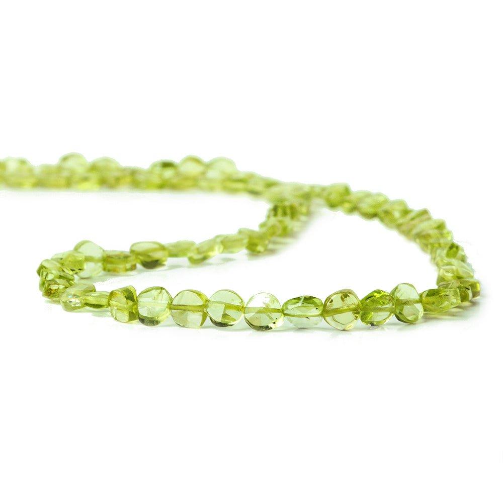 3 - 4mm Peridot Faceted Coin Beads, 14 inch - The Bead Traders