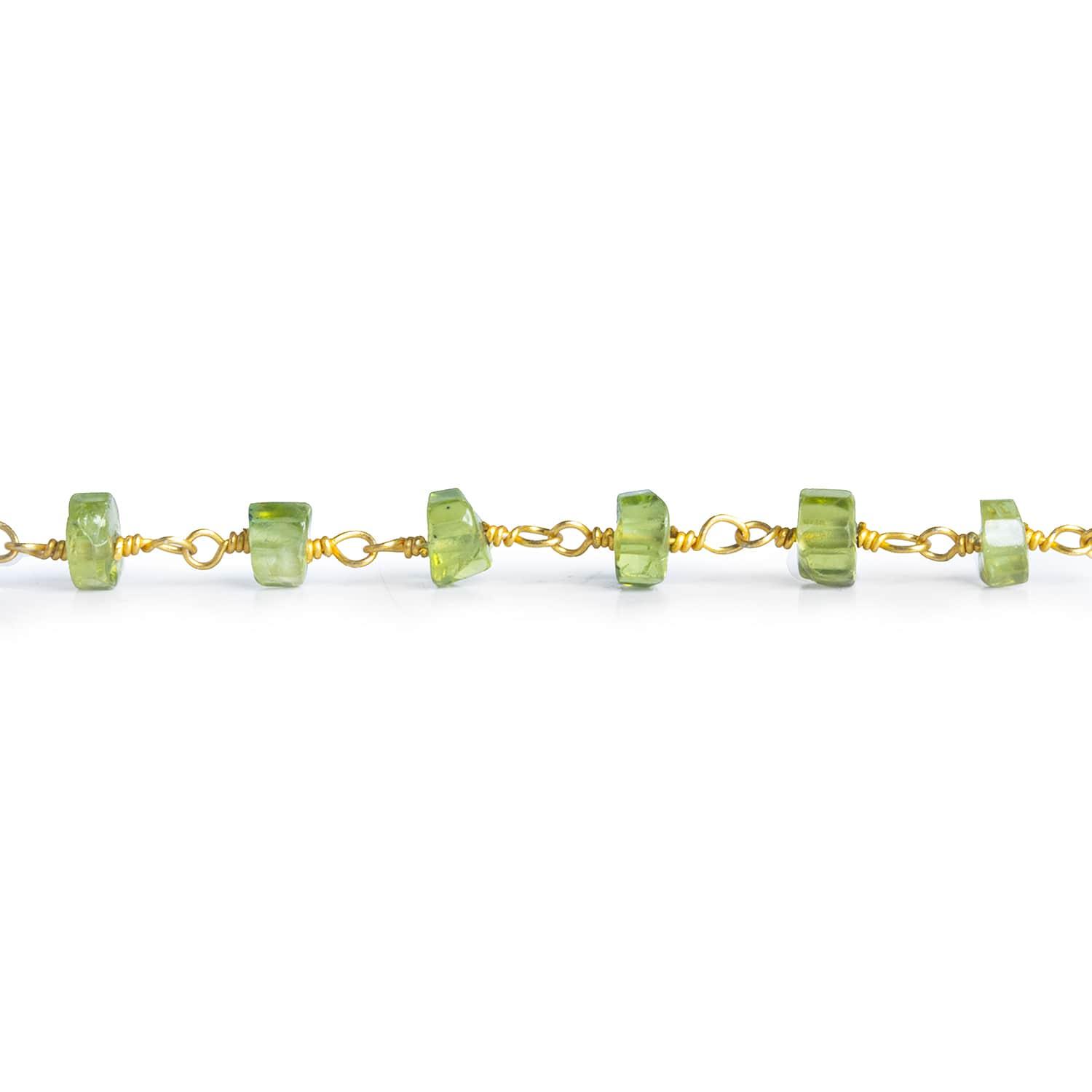 3-4mm Peridot Heishi Gold Chain 38 pieces - The Bead Traders