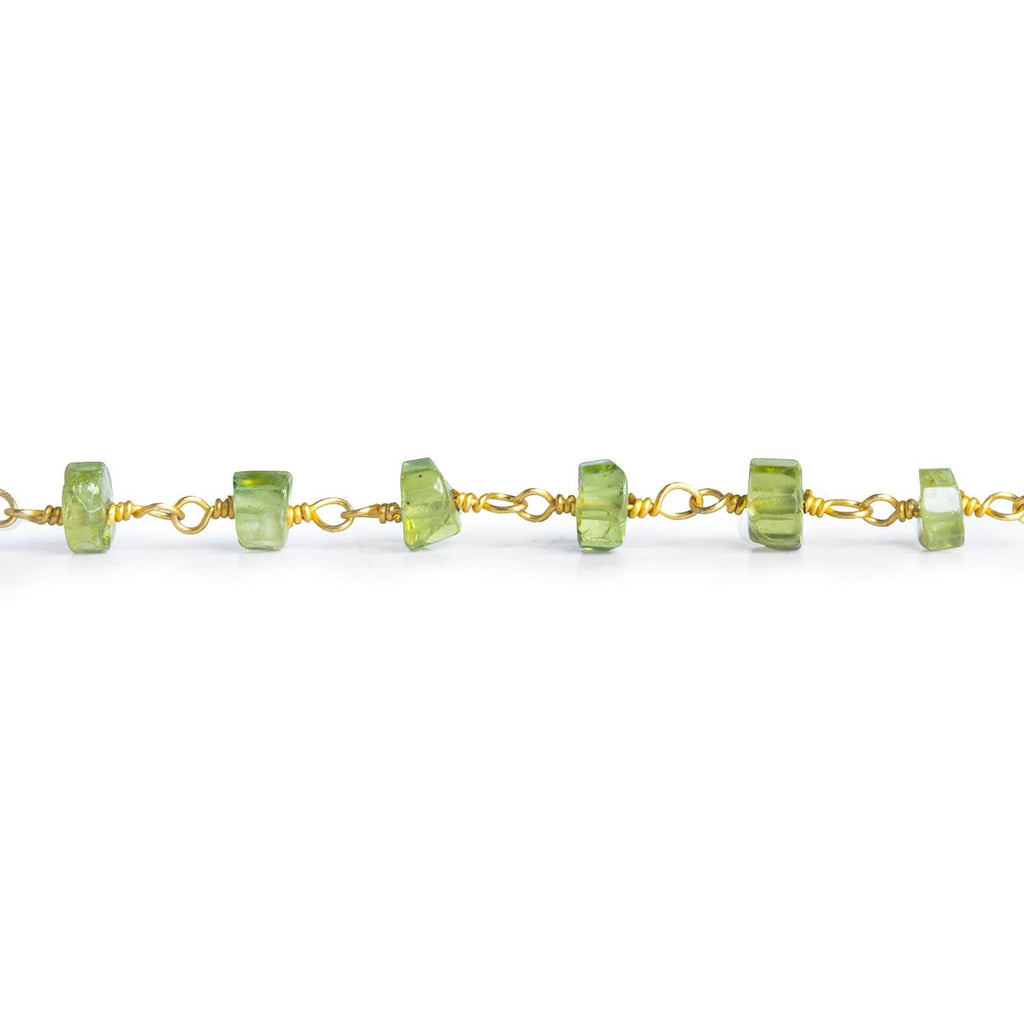 3-4mm Peridot Heishi Gold Chain 38 pieces - The Bead Traders