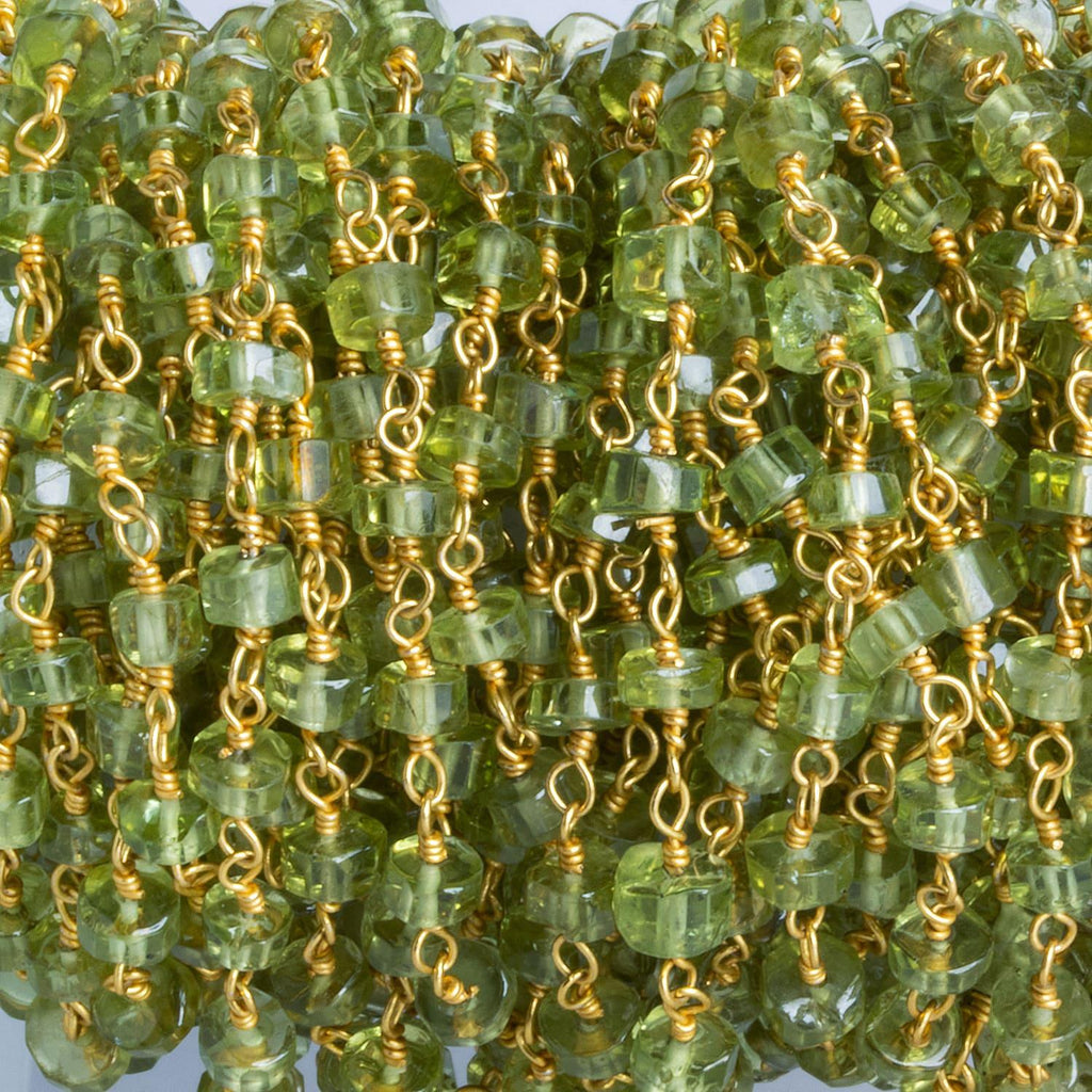 3-4mm Peridot Heishi Gold Chain 38 pieces - The Bead Traders