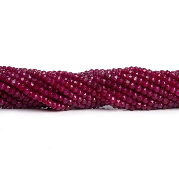 3-4mm Red Jade Handcut Rondelles 12 inch 110 beads