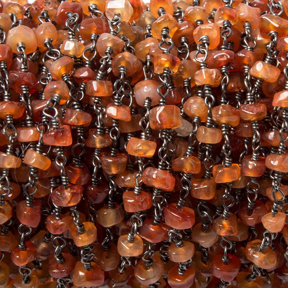 3-4mm Shaded Carnelian plain rondelle Black Gold Chain by the foot 40 pcs - The Bead Traders