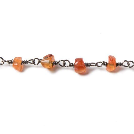 3-4mm Shaded Carnelian plain rondelle Black Gold Chain by the foot 40 pcs - The Bead Traders
