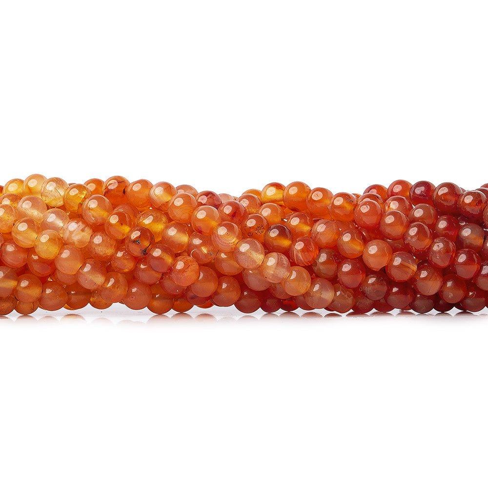 3-4mm Shaded Carnelian Plain Round Beads, 14 inch - The Bead Traders