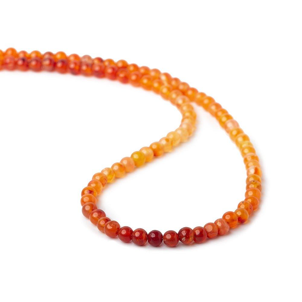 3-4mm Shaded Carnelian Plain Round Beads, 14 inch - The Bead Traders