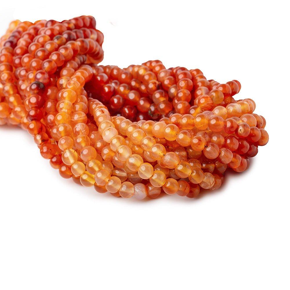 3-4mm Shaded Carnelian Plain Round Beads, 14 inch - The Bead Traders