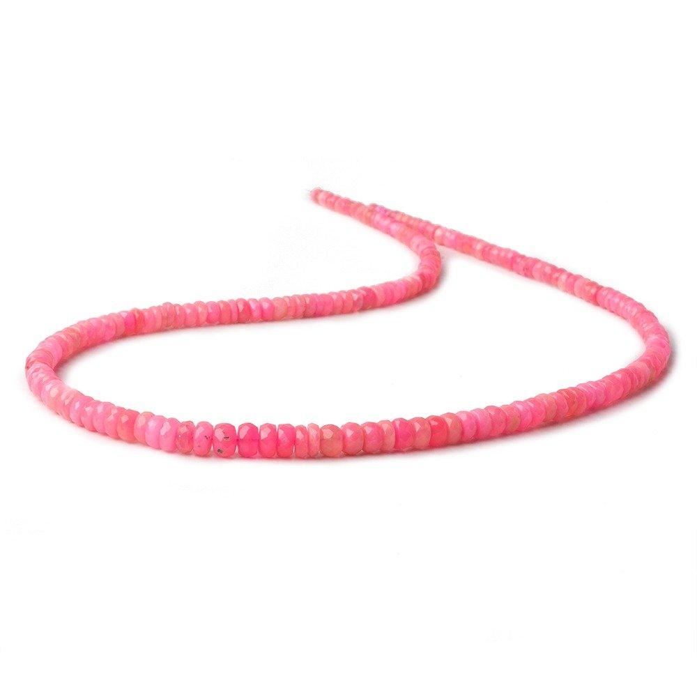 3-5.5mm Barbie Pink Ethiopian Opal faceted rondelle beads 18 inch 190 pieces - The Bead Traders