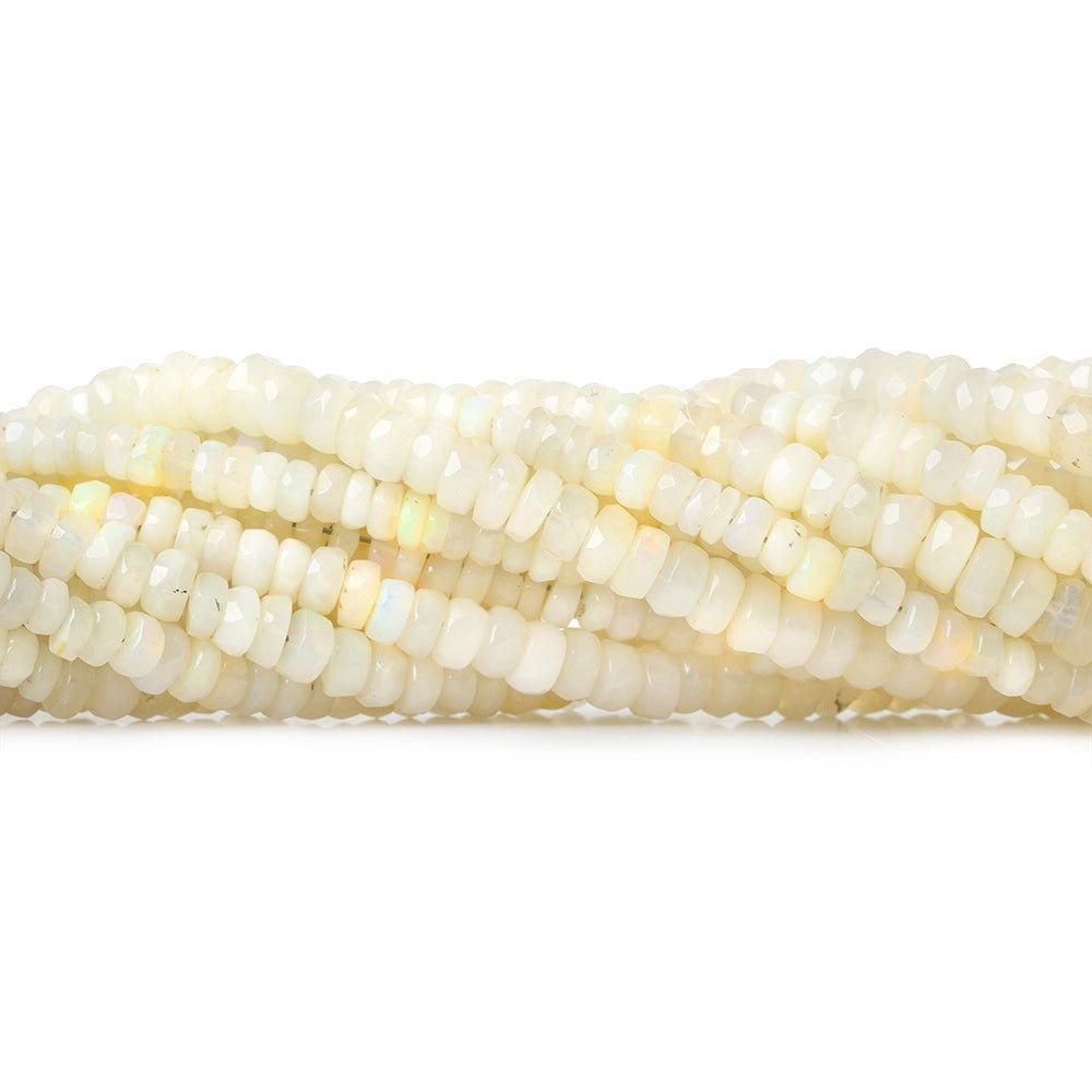 3-5.5mm Creamy White Ethiopian Opal faceted rondelles 16 inch 195 beads - The Bead Traders