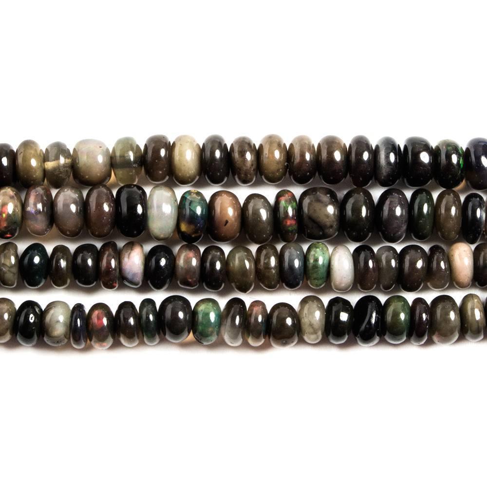 3-5mm Black Ethiopian Opal Plain Rondelle Beads 18 inch 203 pieces - The Bead Traders