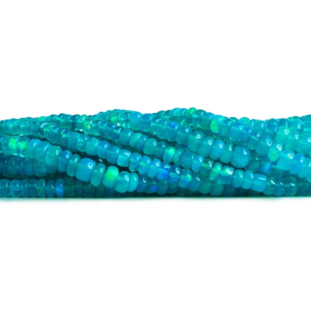 3-5mm Blue Ethiopian Opal Plain Rondelle Beads 16 inch 170 pieces - The Bead Traders