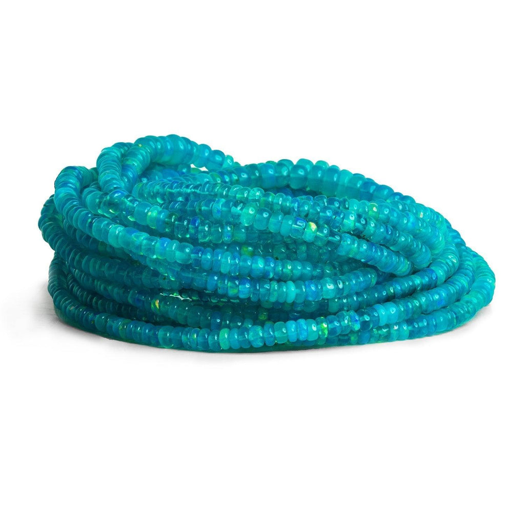 3-5mm Blue Ethiopian Opal Plain Rondelle Beads 16 inch 170 pieces - The Bead Traders