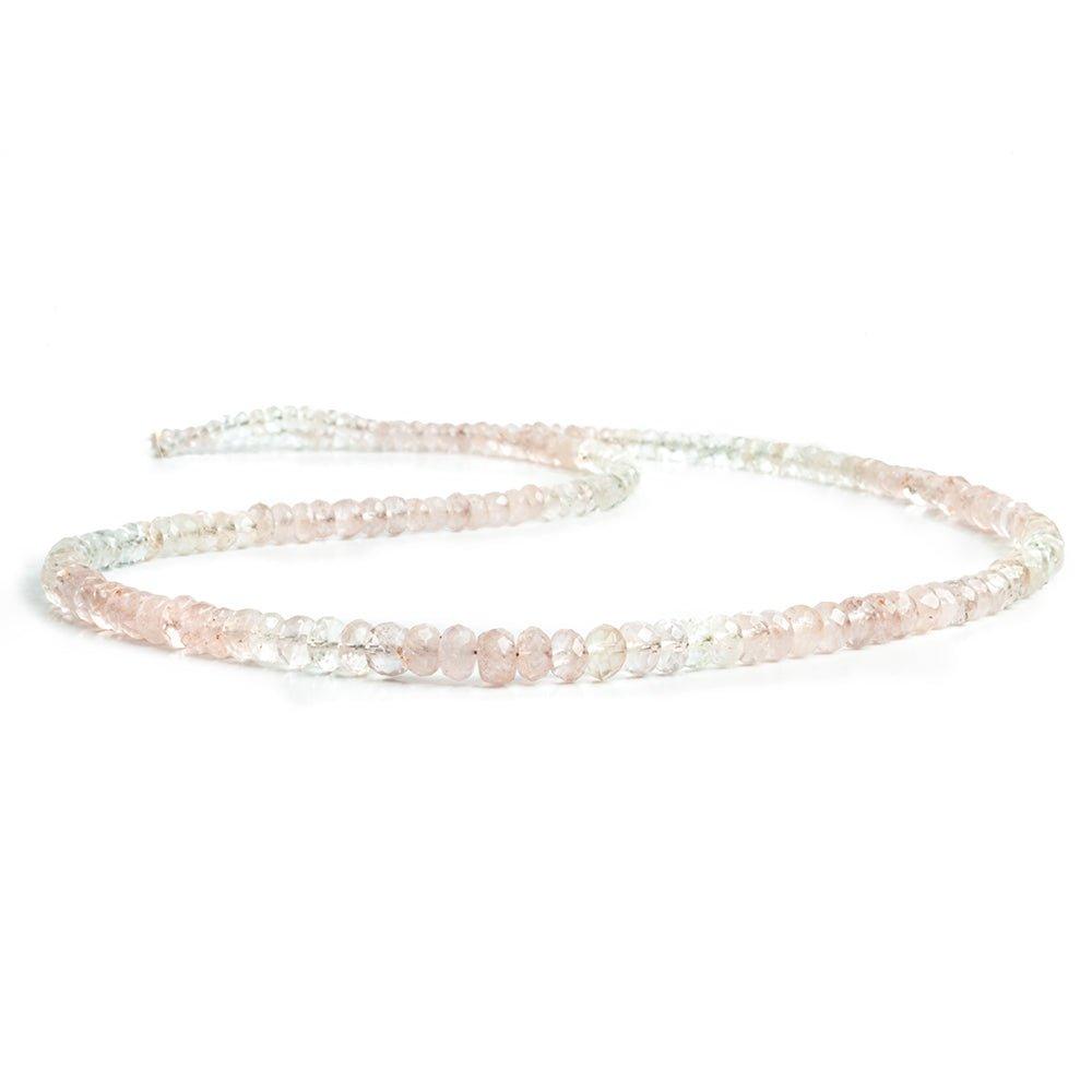 3-5mm Morganite Faceted Rondelle Beads 18 inch 200 pieces - The Bead Traders