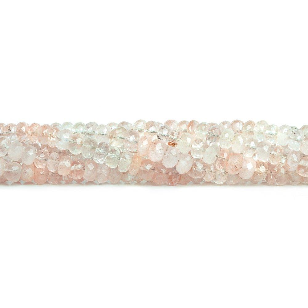 3-5mm Morganite Faceted Rondelle Beads 18 inch 200 pieces - The Bead Traders