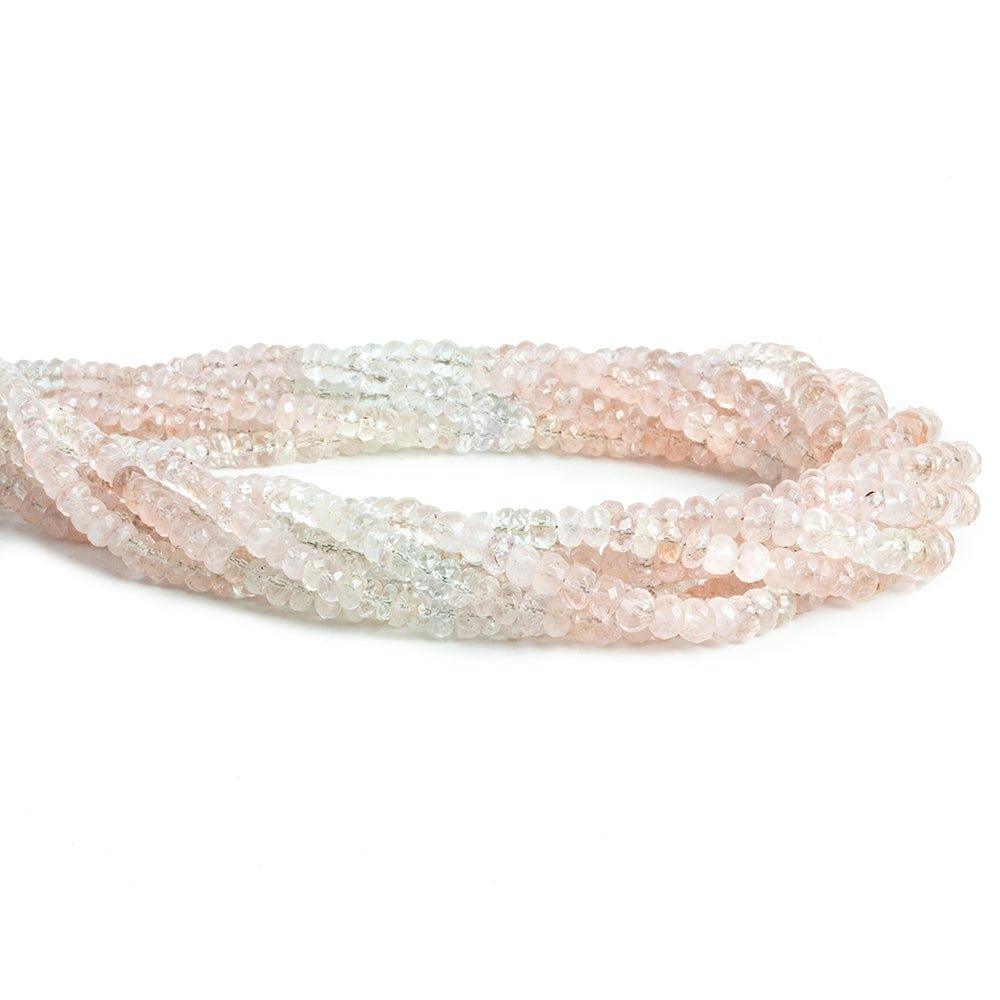 3-5mm Morganite Faceted Rondelle Beads 18 inch 200 pieces - The Bead Traders