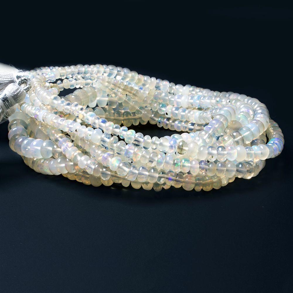 3 - 5mm Off White Ethiopian Opal Plain Rondelle Beads 15 inch 144 pieces AA Grade - The Bead Traders