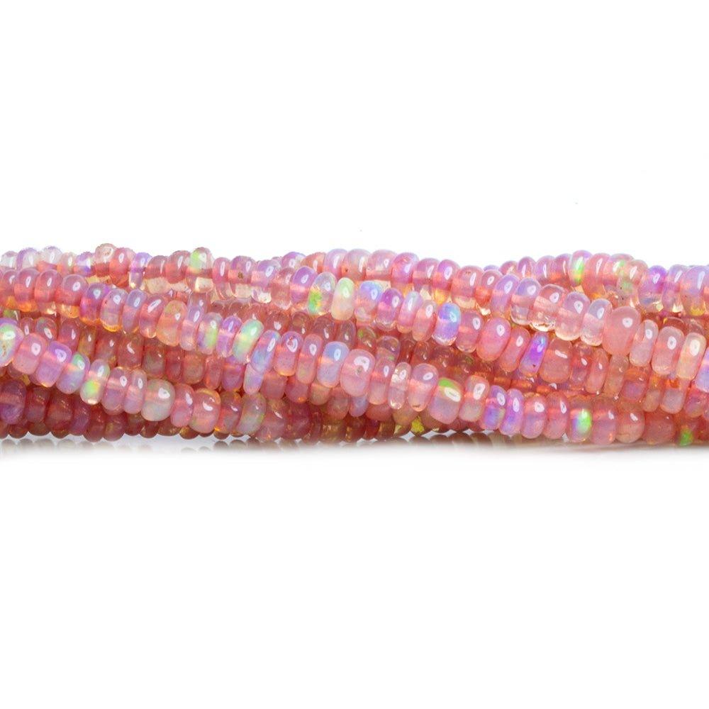 3-6.5mm Pink Ethiopian Opal Plain Rondelle Beads 17 inch 220pcs - The Bead Traders
