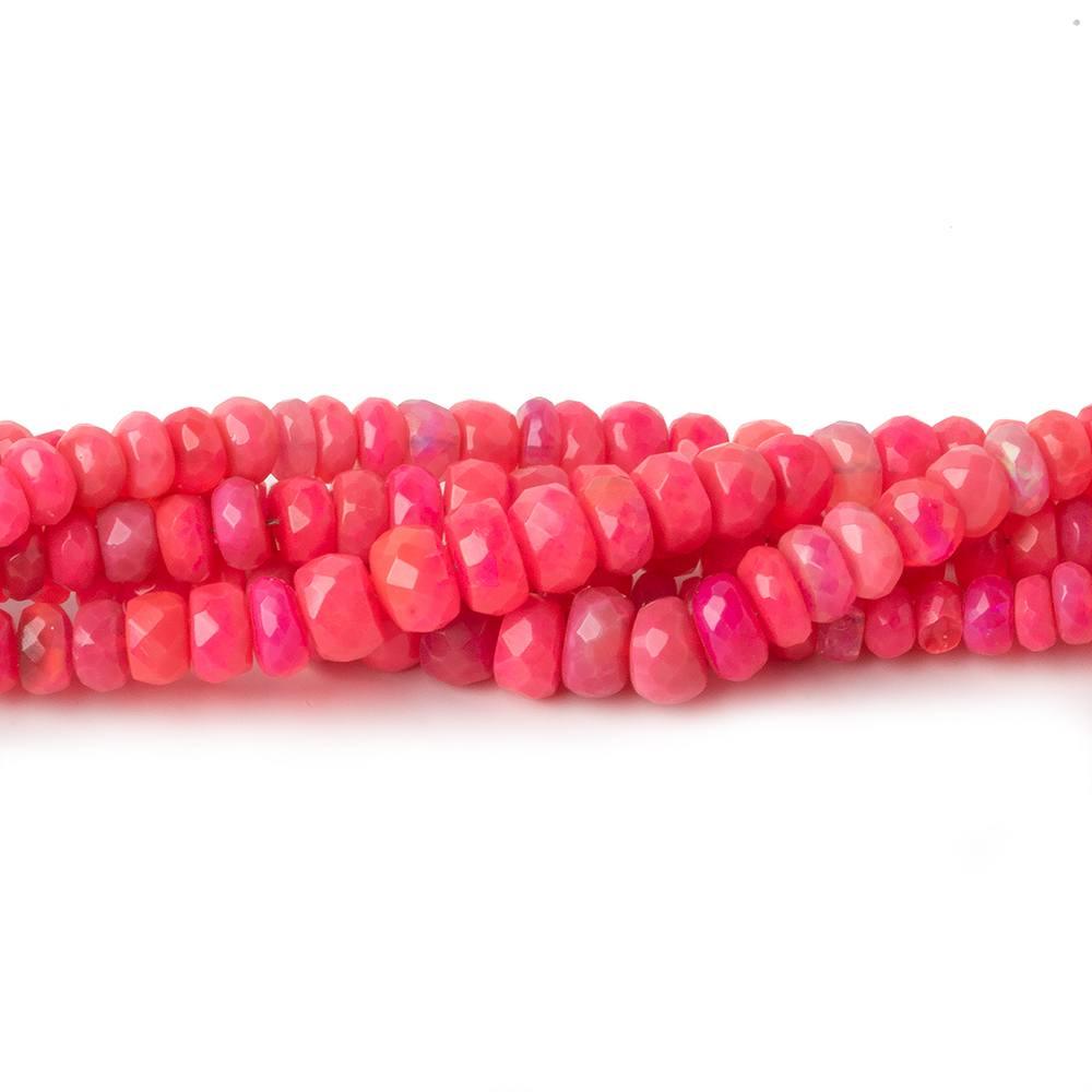 3-6mm Hot Pink Ethiopian Opal faceted rondelles 18 inch 185 beads - The Bead Traders