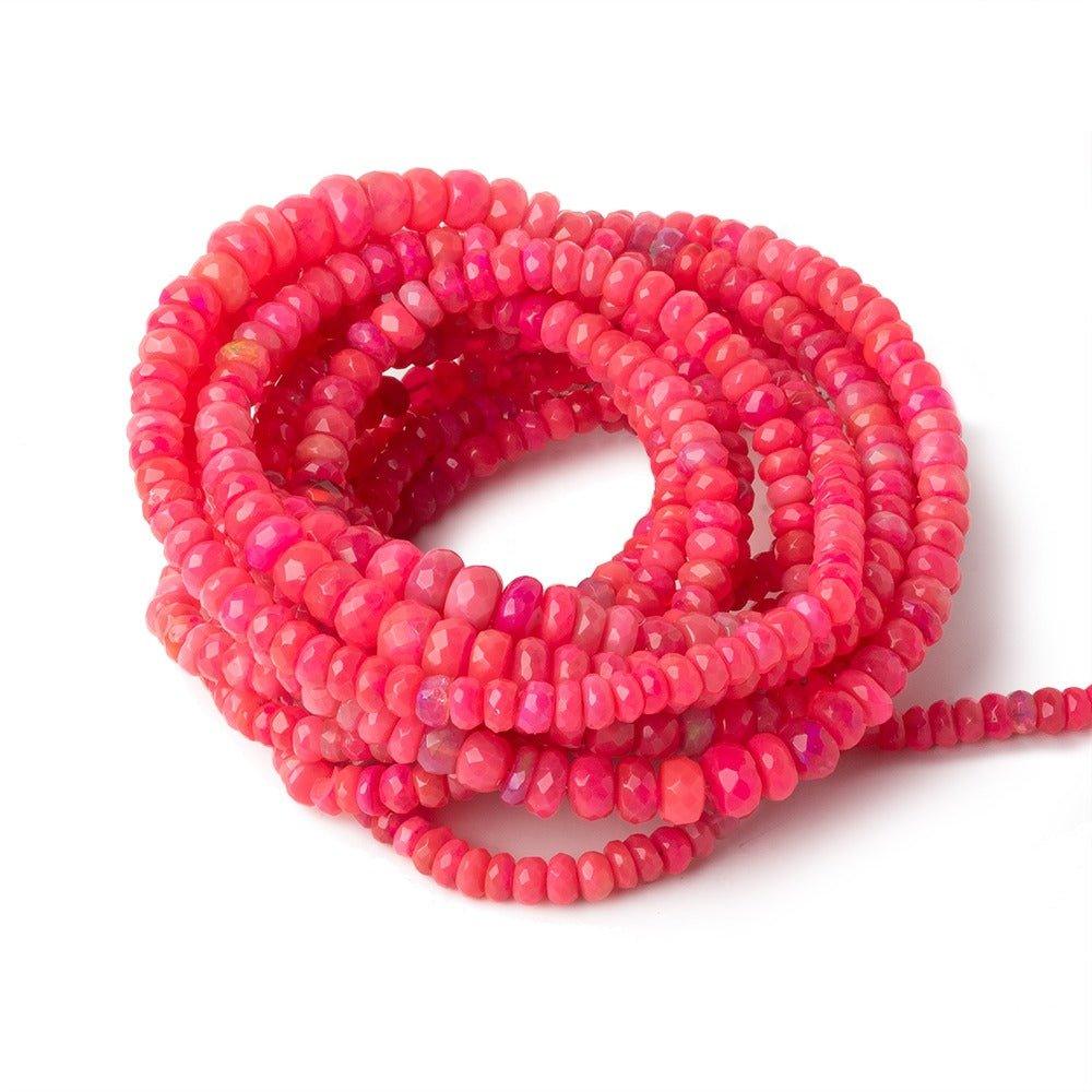 3-6mm Hot Pink Ethiopian Opal faceted rondelles 18 inch 185 beads - The Bead Traders