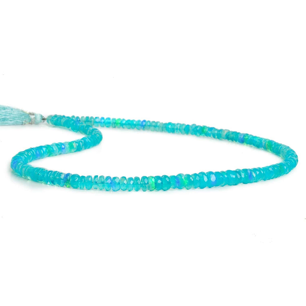 3-6mm Tropical Blue Ethiopian Opal Faceted Rondelles 15 inch 165 beads - The Bead Traders