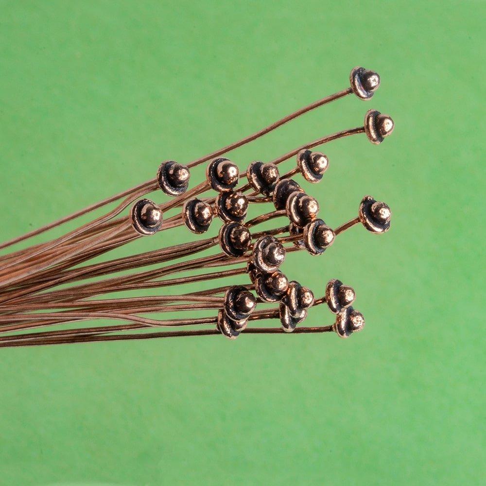 3 inch Copper Button Headpin 22 Gauge 22 pieces - The Bead Traders