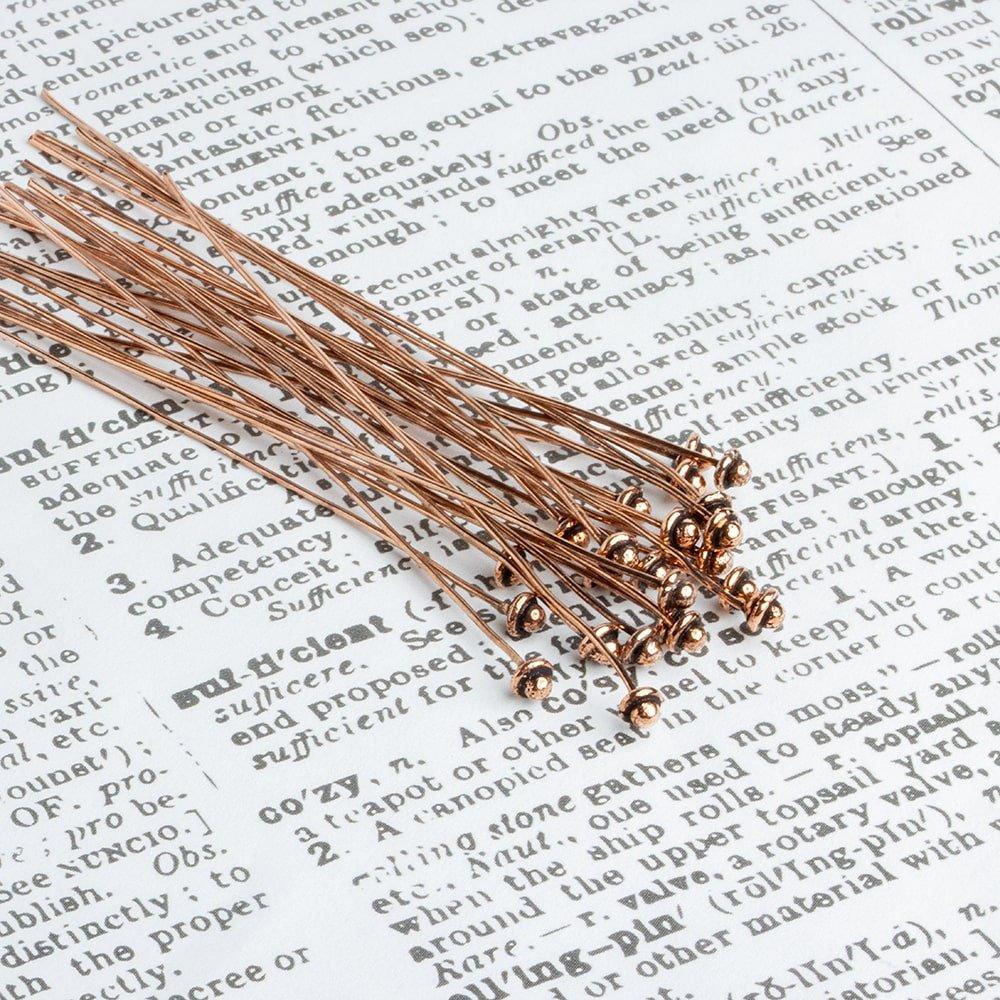 3 inch Copper Button Headpin 22 Gauge 22 pieces - The Bead Traders
