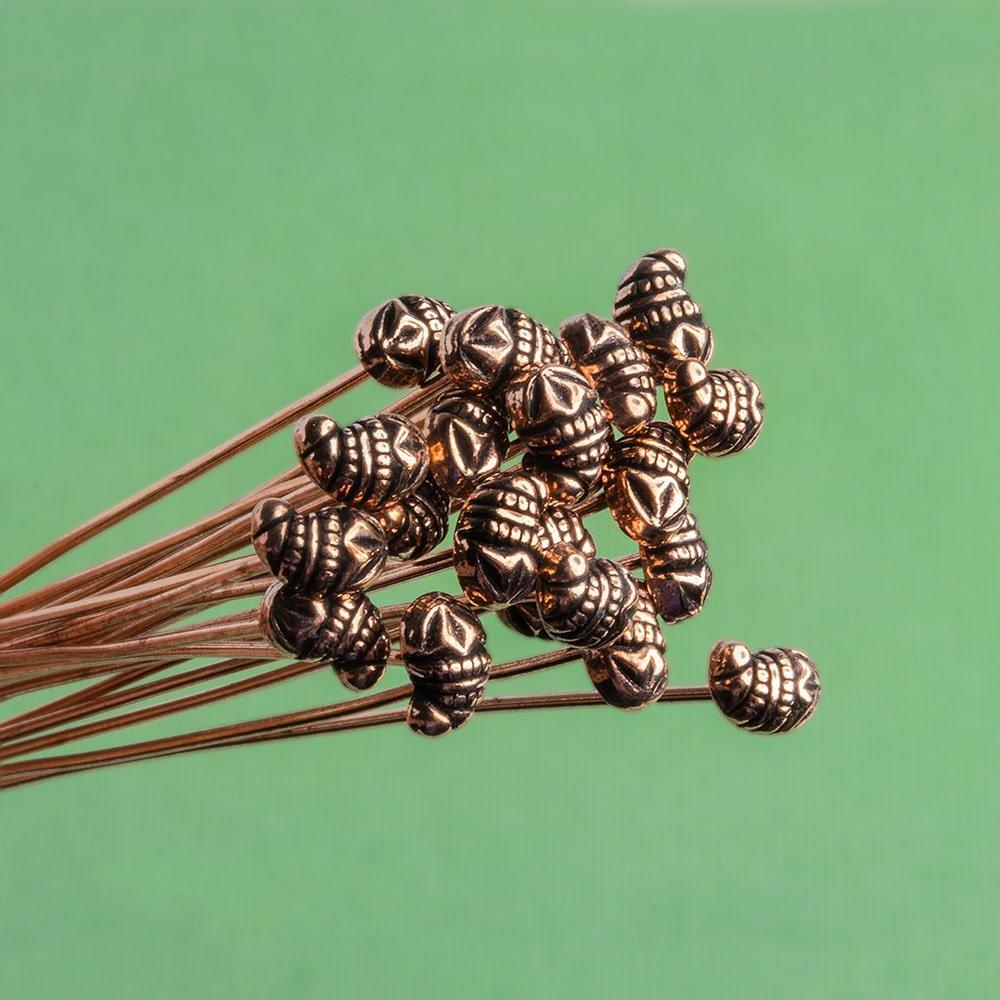 3 inch Copper Flower Headpin 22 Gauge 22 pieces - The Bead Traders