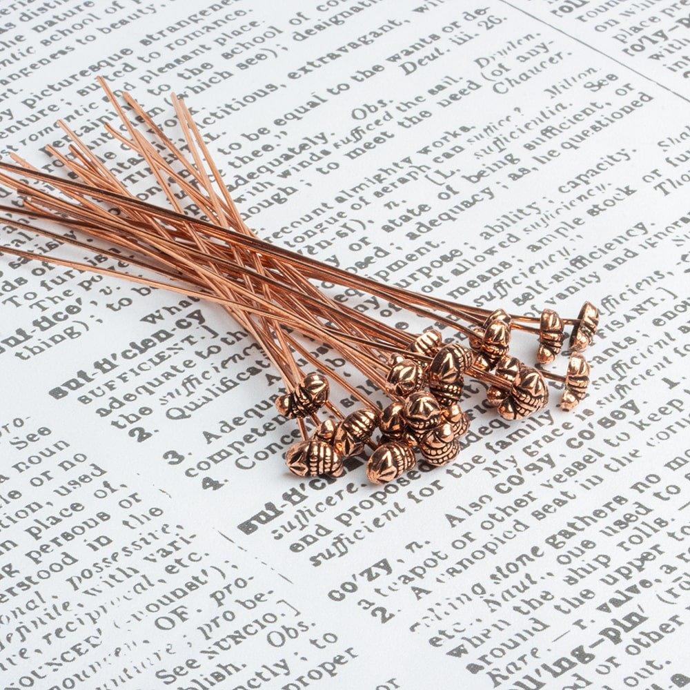 3 inch Copper Flower Headpin 22 Gauge 22 pieces - The Bead Traders