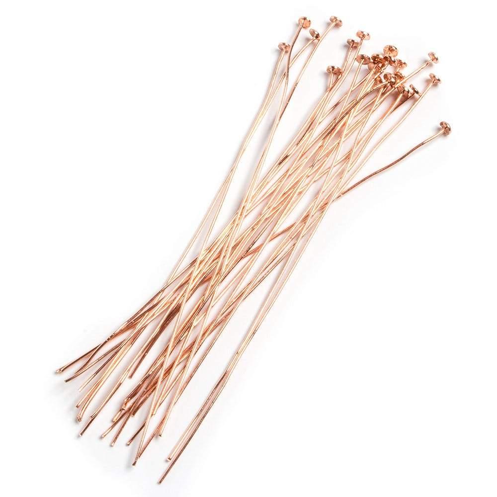 3 inch Copper Headpin with flat circular head 24 Gauge 22 pieces - The Bead Traders