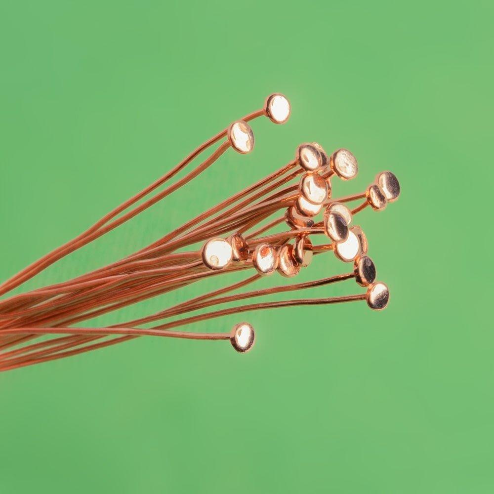 3 inch Copper Headpin with flat circular head 24 Gauge 22 pieces - The Bead Traders
