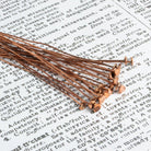 3 inch Copper Headpin with Heart head 22 Gauge 22 pieces - The Bead Traders