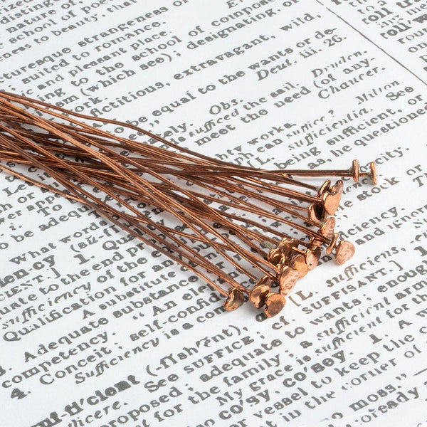 3 inch Copper Headpin with Heart head 22 Gauge 22 pieces