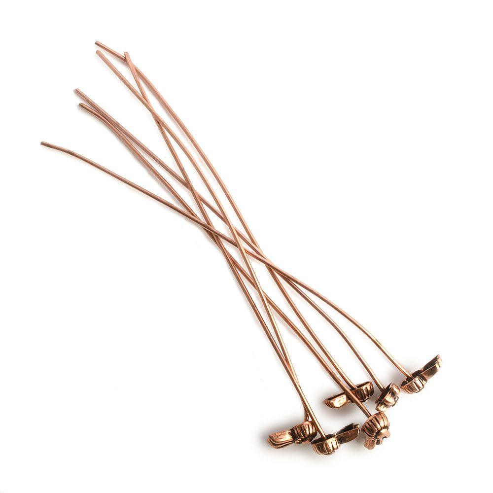 3 inch Copper Ribbon Headpin 22 Gauge 22 pieces - The Bead Traders