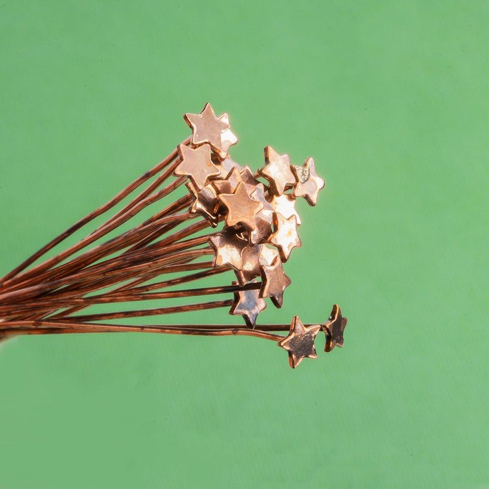 3 inch Copper Star Headpin 22 Gauge 22 pieces - The Bead Traders