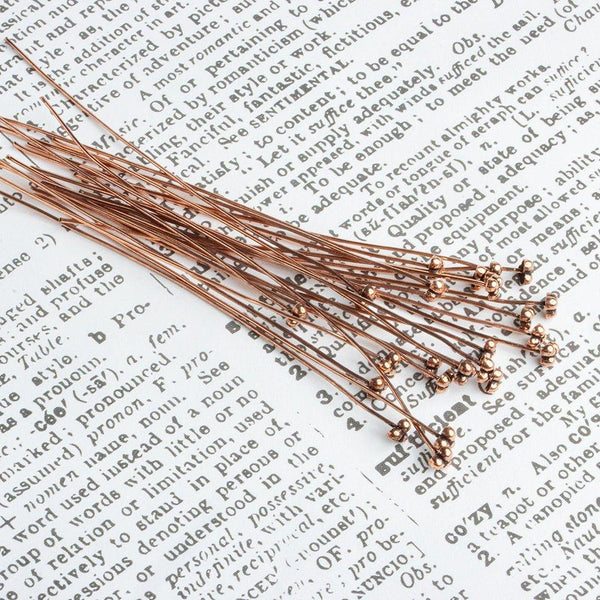 3 inch Copper Three-Ball Headpin 22 Gauge 22 pieces