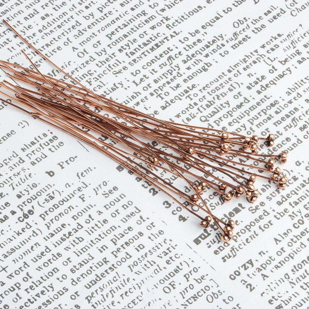 3 inch Copper Three-Ball Headpin 22 Gauge 22 pieces - The Bead Traders