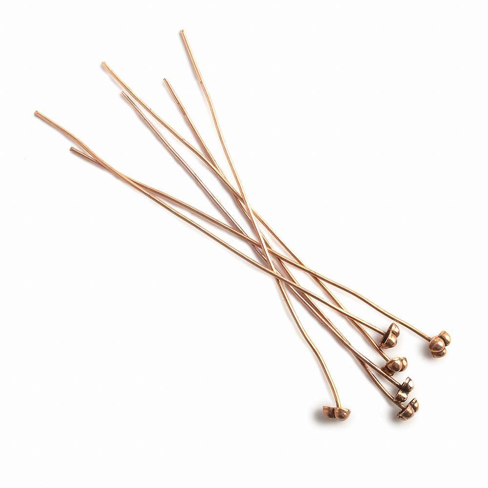 3 inch Copper Three-Ball Headpin 22 Gauge 22 pieces - The Bead Traders