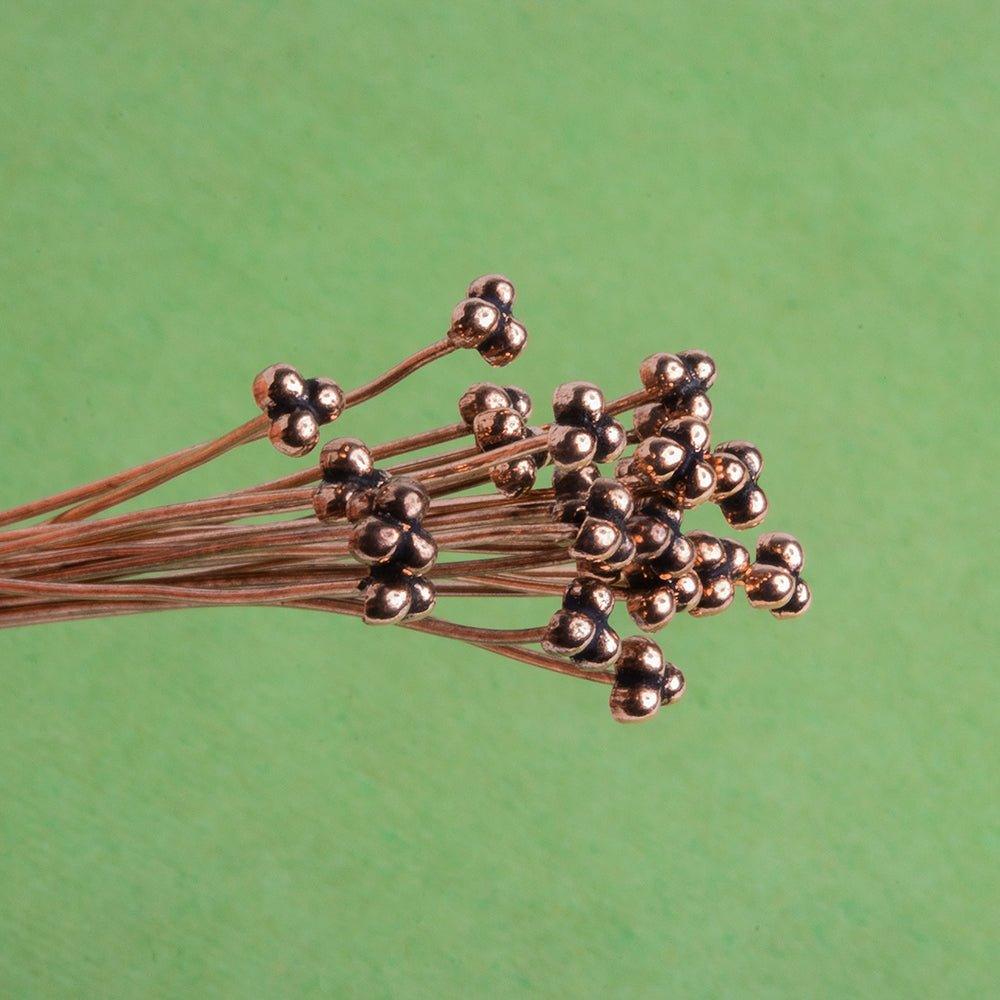 3 inch Copper Three-Ball Headpin 22 Gauge 22 pieces - The Bead Traders