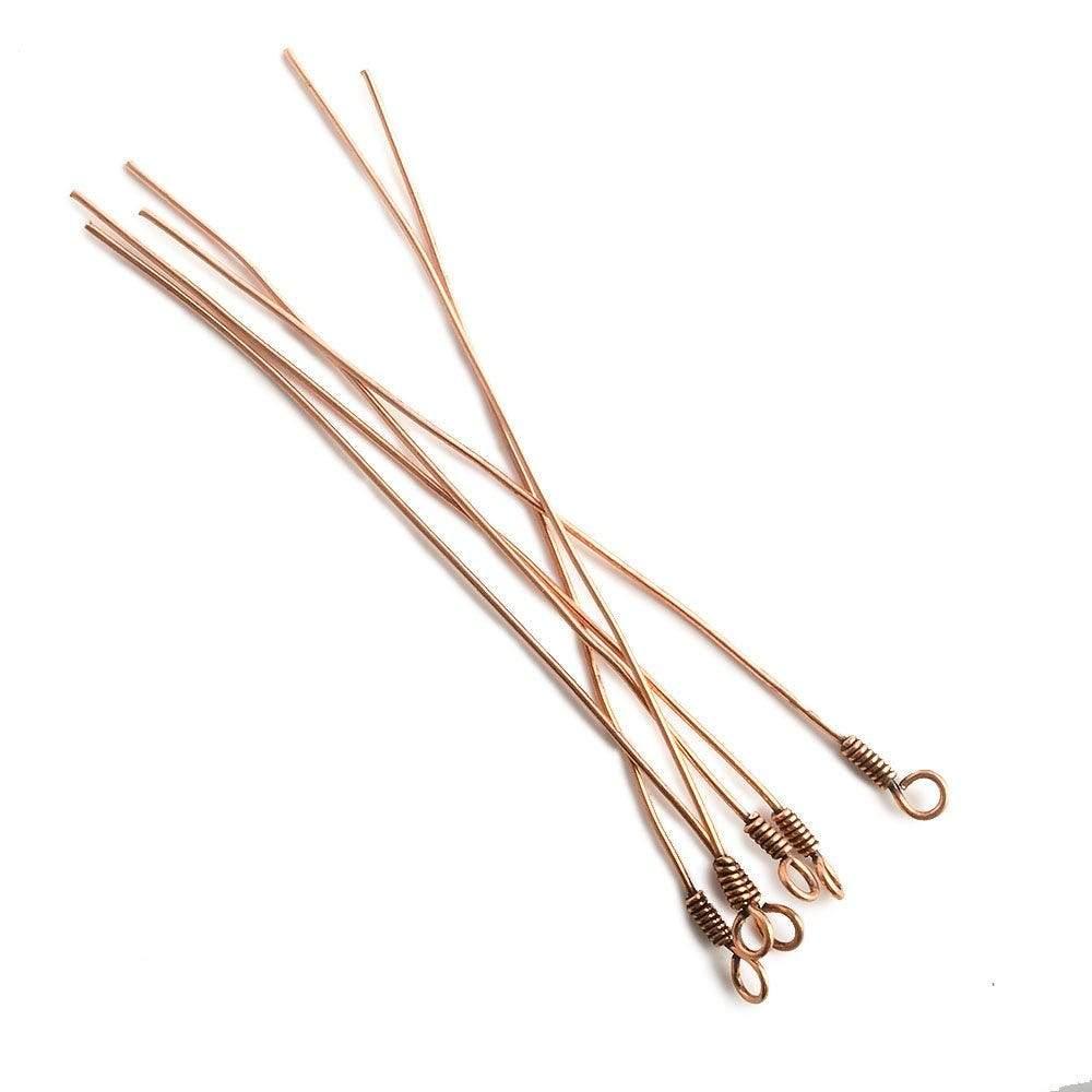 3 inch Copper Wire Wrapped Eyepin 22 Gauge 22 pieces - The Bead Traders