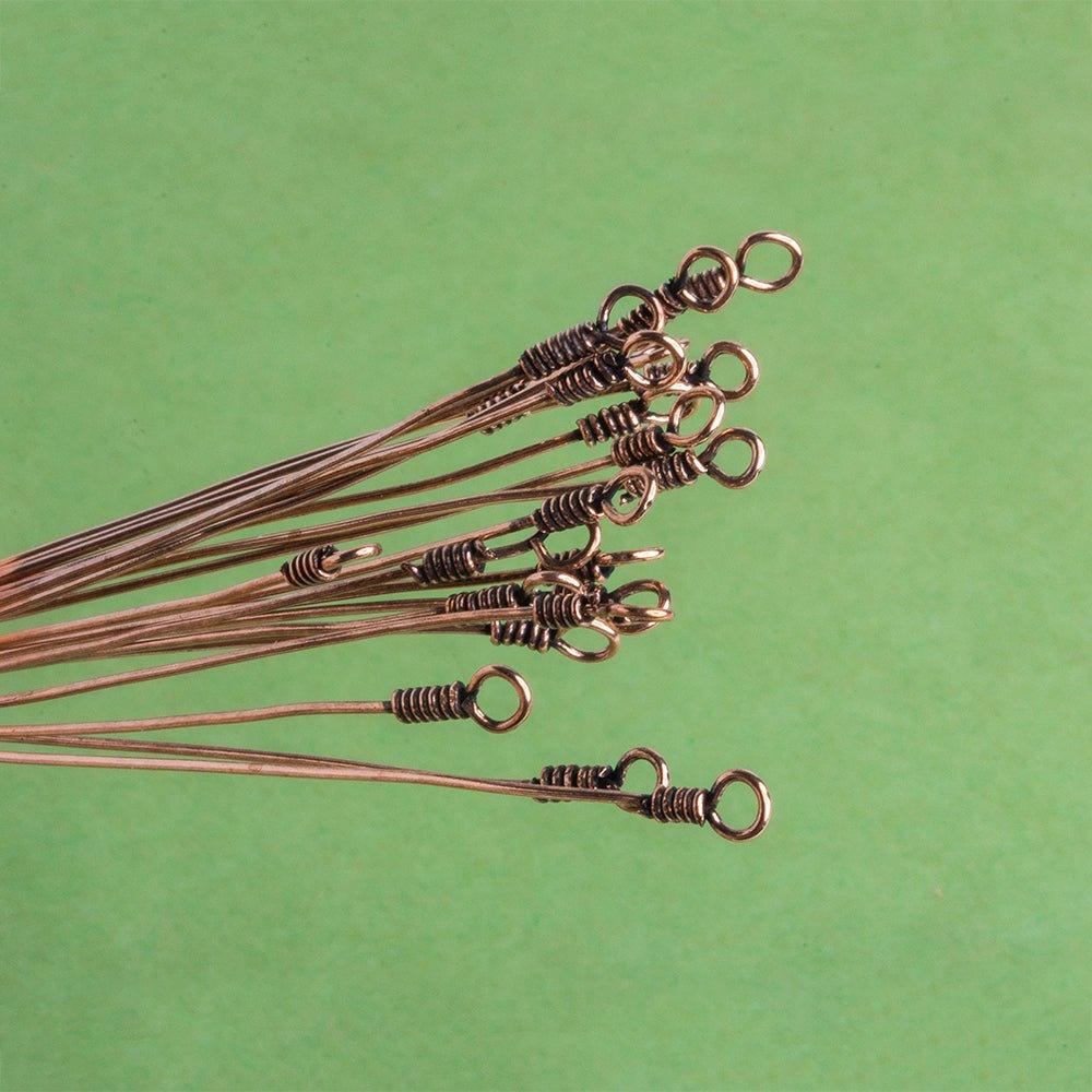 3 inch Copper Wire Wrapped Eyepin 22 Gauge 22 pieces - The Bead Traders