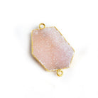 30.5x18mm Gold Leafed Pastel Pink Drusy Connector 1 piece - The Bead Traders