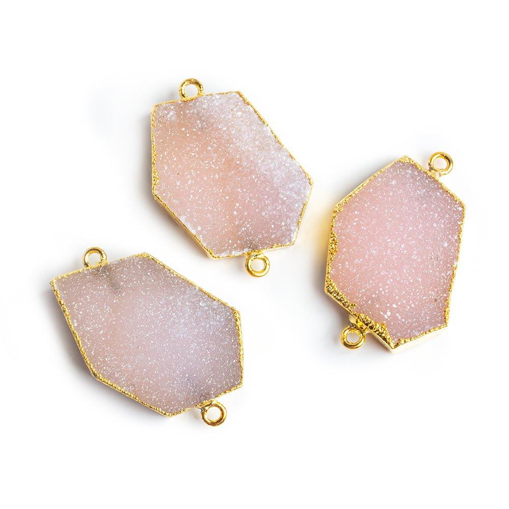 30.5x18mm Gold Leafed Pastel Pink Drusy Connector 1 piece - The Bead Traders